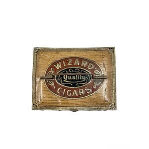 Rare Antique Wizard Litho Lunch Pail 50 Cigar Tin 1900s